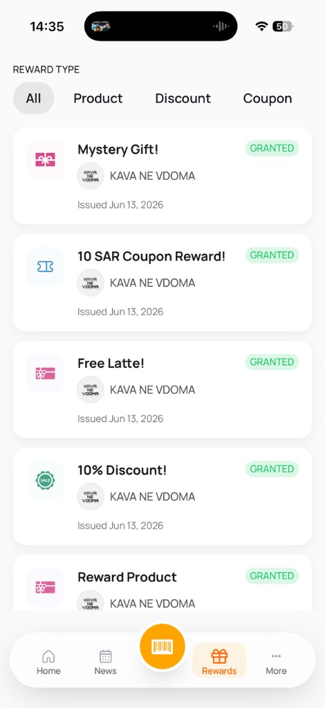 Kartka app checkout with rewards